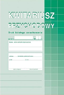 Kwitariusz przychodowy A4  400-1 numerowany