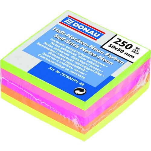 Notes kostka mini samoprzylepny Donau 50x50mm 250k /5 kol.neonowych/7575001pl-99