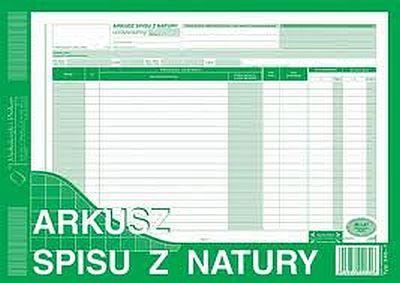 Arkusz spisu z natury A4 340-1