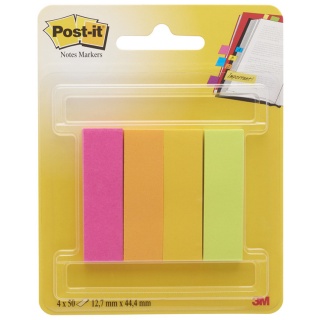 Zakadki indeksujce Post-It (670-4CA-EU), papier, 12,7x44,4mm, 4x50 kart., mix neonowych kolorw 3M-70005246544