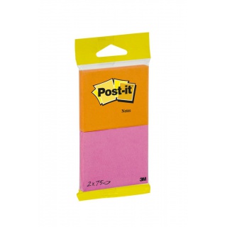 Notes samoprzylepny POST-IT 76x63,5mm, 2x75 kart., pomaraczowo-rowy 6720-PO