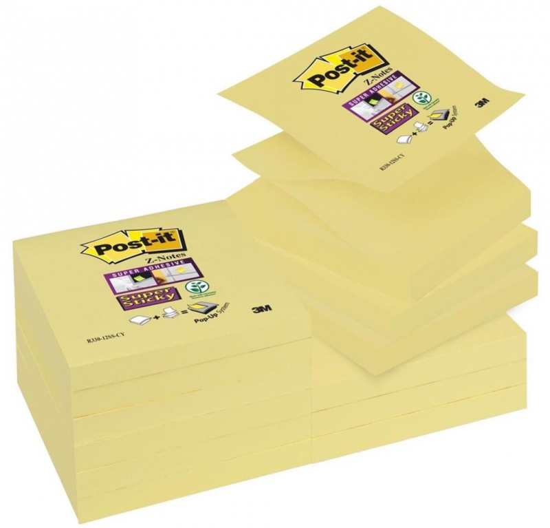 Notes samoprzylepny POST-IT Super sticky Z-Notes R330-12SS-CY, 76x76mm, 1x90 kart., ty 3M-70005197796