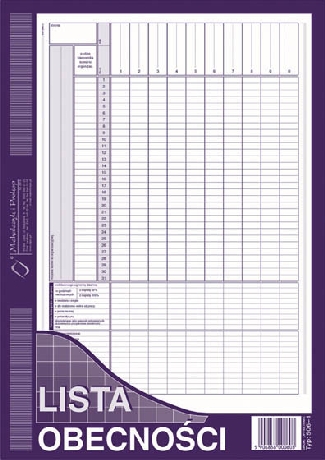 Lista obecnoci A4 40ark. 506-1 offset