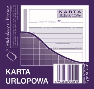 Karta urlopowa 2/3 A6/40 kartek 507-6 offset