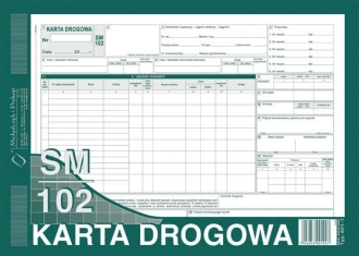 Karta drogowa A4 801-1 samochd ciarowy SM 102 nienum.