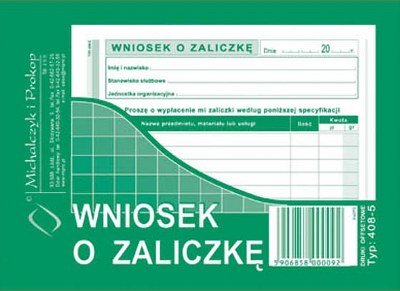 Wniosek o zaliczk A6/40  408-5