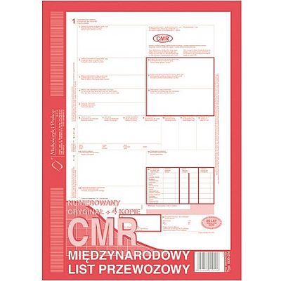 CMR Midzynarodowy list przewozowy A4 1+4 800-2N numerowany