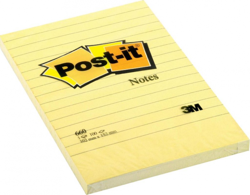 Notes samoprzylepny Post-it XXL 660 102x152mm, 1x 100 karteczek, te w linie 3M-UU009543644