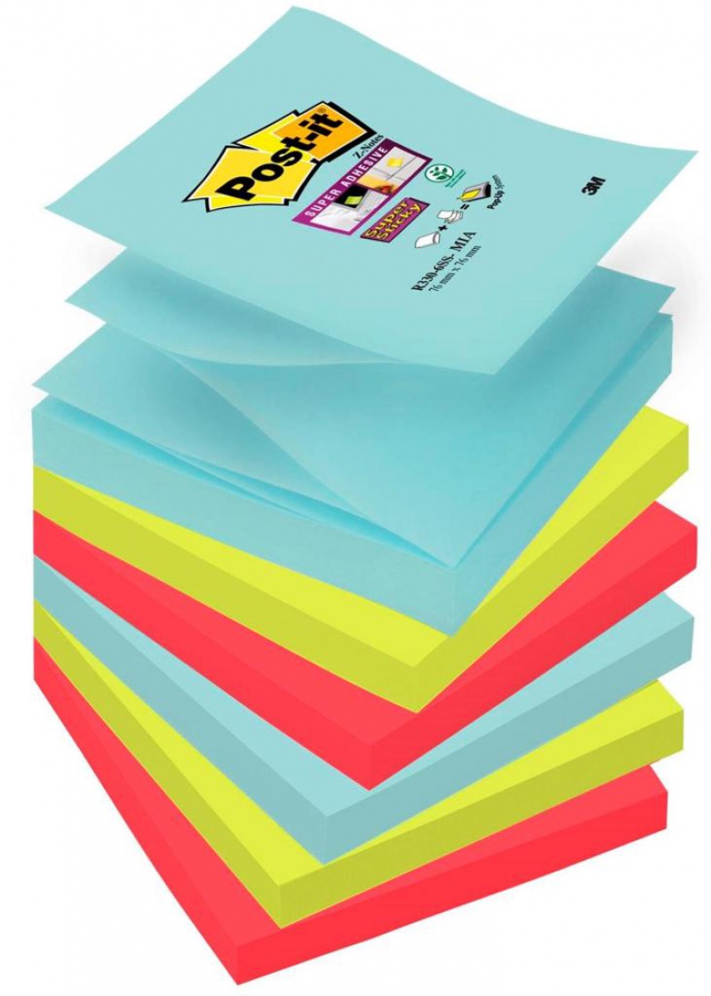 Notes samoprzylepny Post-It Super Sticky Z-Notes Miami 76x76mm, 6szt x 90 kartek R330-6SS-MIA